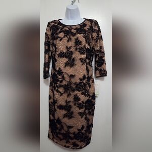 Leslie Fay Elegant Black Lace Dress Size 4 NWT